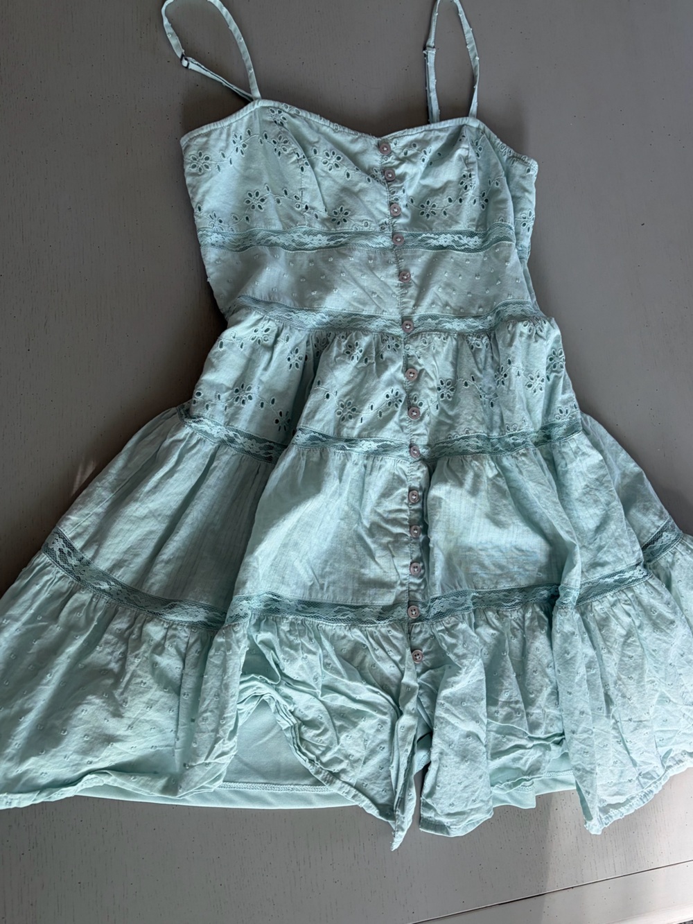 Aeropostale Light Blue Eyelet Tiered Dress
